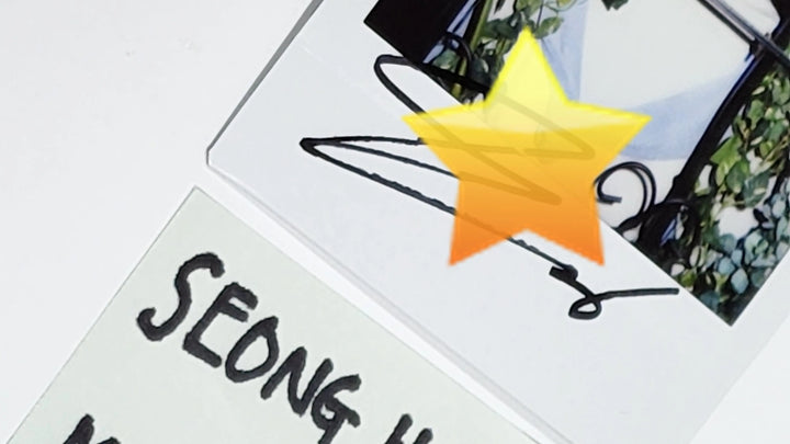 Seong Hwa (Of Ateez) "Ateez x mernel" - Hand Autographed(Signed) Polaroid - HALLYUSUPERSTORE