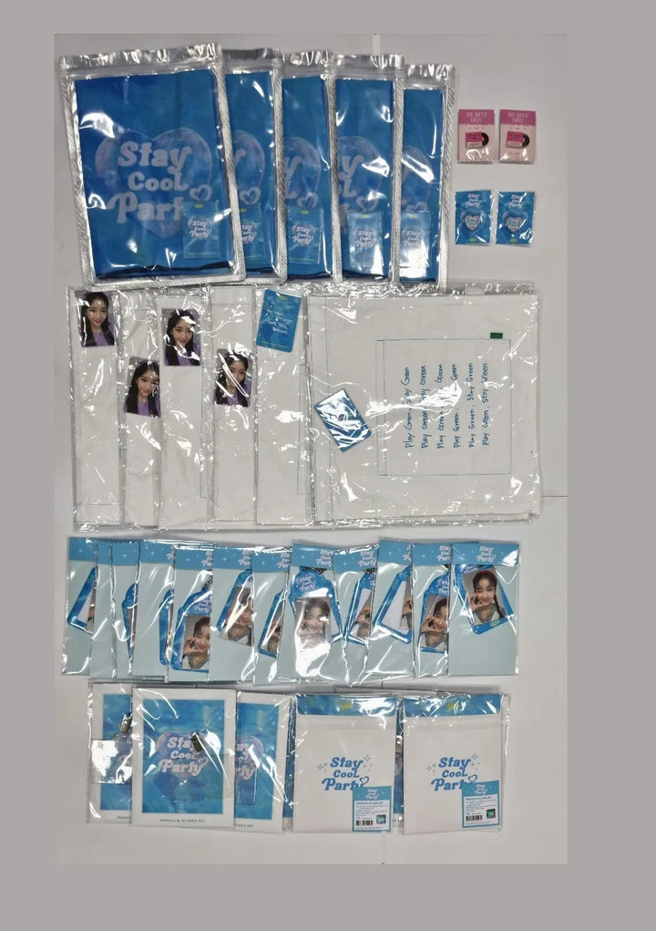 STAYC "Stay cool party" - Official MD (we need love Badge, chiffon fabric Poster, card holder Key Ring, Stay cool Party Badge, TYVEK ECO BAG, Profile & ID Card Set) - HALLYUSUPERSTORE