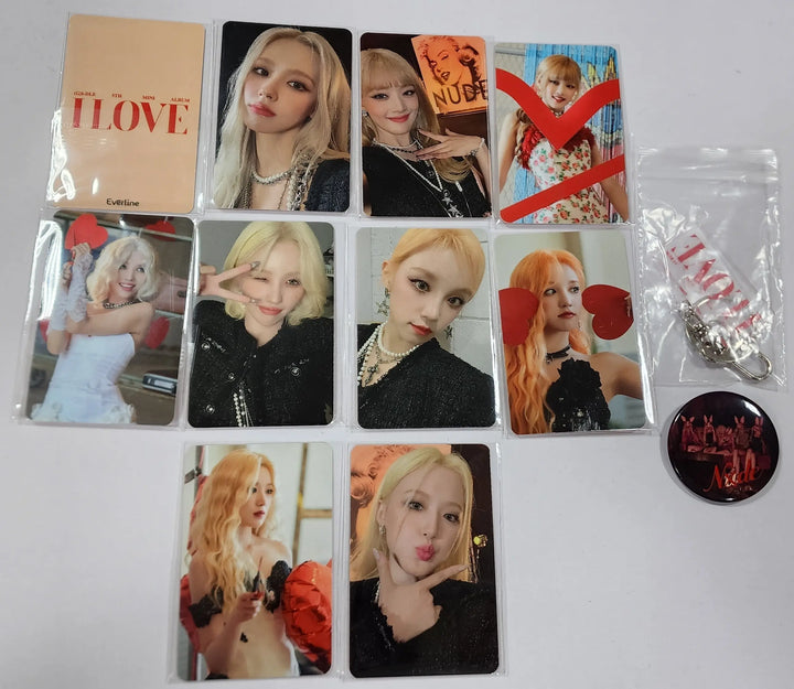 (g) I-DLE "I LOVE" - Everline Lucky Draw Event Photocard, Keyring, Pin Button - HALLYUSUPERSTORE
