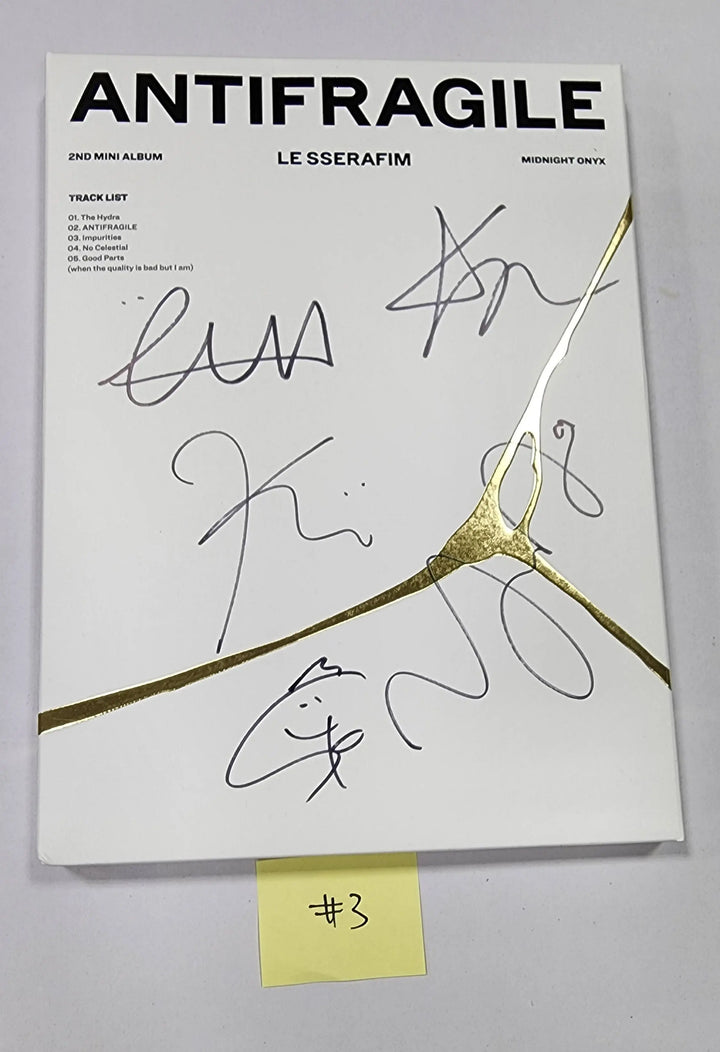 LE SSERAFIM "ANTIFRAGILE" 2nd Mini Album - Hand Autographed(Signed) Promo Album - HALLYUSUPERSTORE