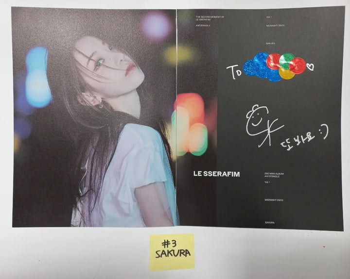 LE SSERAFIM "ANTIFRAGILE" 2nd Mini Album - A Cut Page From Fansign Event Album - HALLYUSUPERSTORE