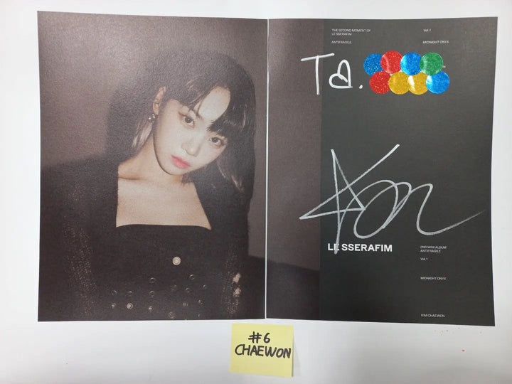 LE SSERAFIM "ANTIFRAGILE" 2nd Mini Album - A Cut Page From Fansign Event Album - HALLYUSUPERSTORE