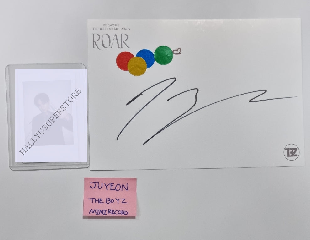 Juyeon (of The Boyz) "ROAR" 8th - Hand Autographed(Signed) Polaroid + Paper - HALLYUSUPERSTORE