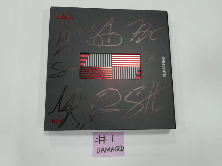 Enhypen "Border : Carnival" - Hand Autographed(Signed) Promo Album (Damaged) - HALLYUSUPERSTORE