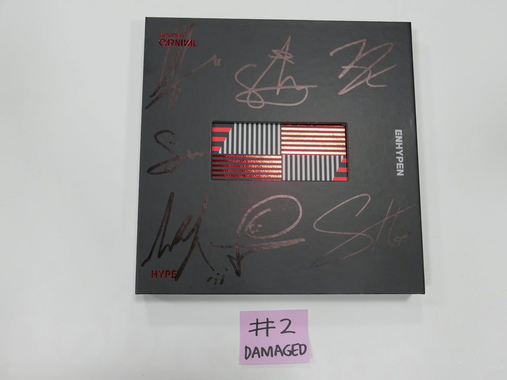 Enhypen "Border : Carnival" - Hand Autographed(Signed) Promo Album (Damaged) - HALLYUSUPERSTORE