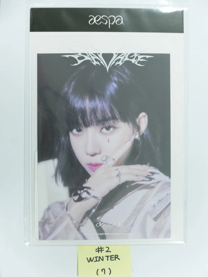 Aespa 'Savage' - Postcard + Hologram Photocard Set - HALLYUSUPERSTORE