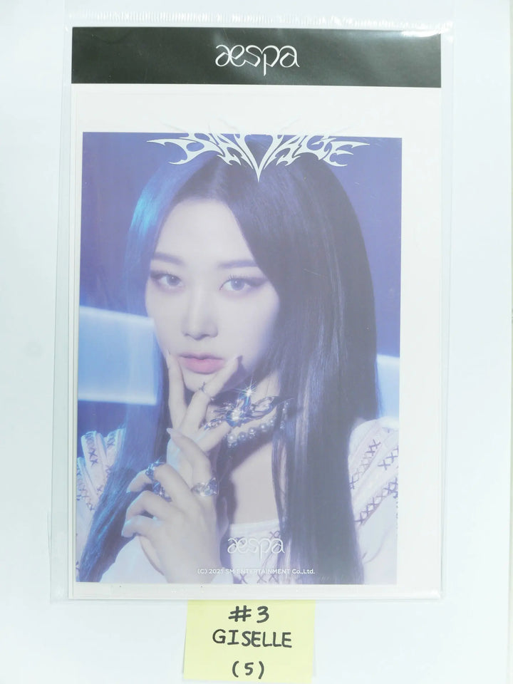Aespa 'Savage' - Postcard + Hologram Photocard Set - HALLYUSUPERSTORE