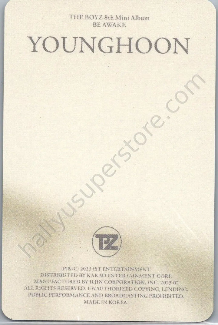 THE BOYZ - Younghoon - Be Awake album photocard realize version