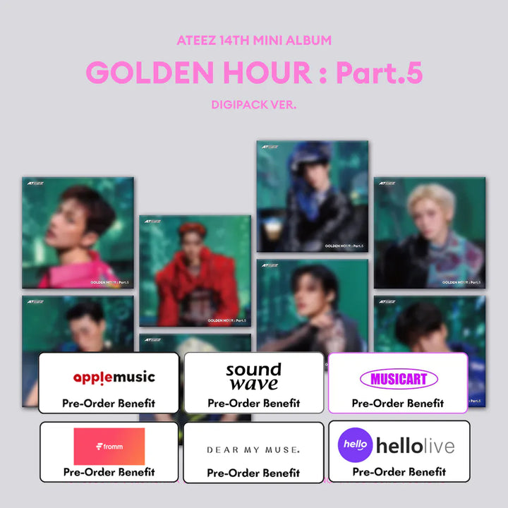 [Pre-Order] ATEEZ - 14TH MINI ALBUM "GOLDEN HOUR : Part.5"(DIGIPACK Version) + Pre-Order Benefit (Choose Version)