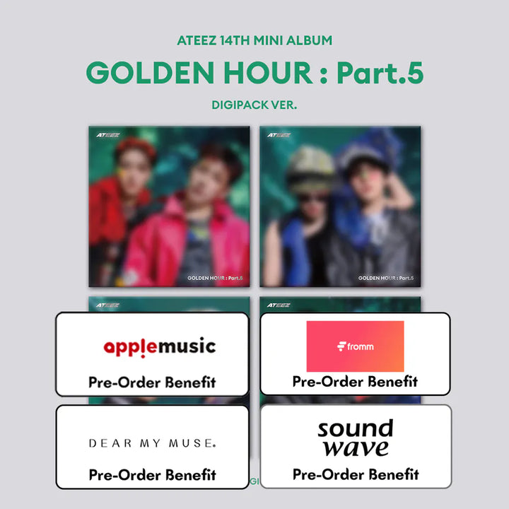 [Pre-Order] ATEEZ - 14TH MINI ALBUM "GOLDEN HOUR : Part.5"(DIGIPACK UNIT Version) + Pre-Order Benefit (Choose Version)