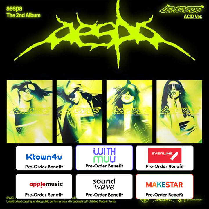 [Pre-Order] AESPA - THE 2nd Album [LEMONADE] (ACID Ver.) + LuckyDraw Event R2 (Choose Version)