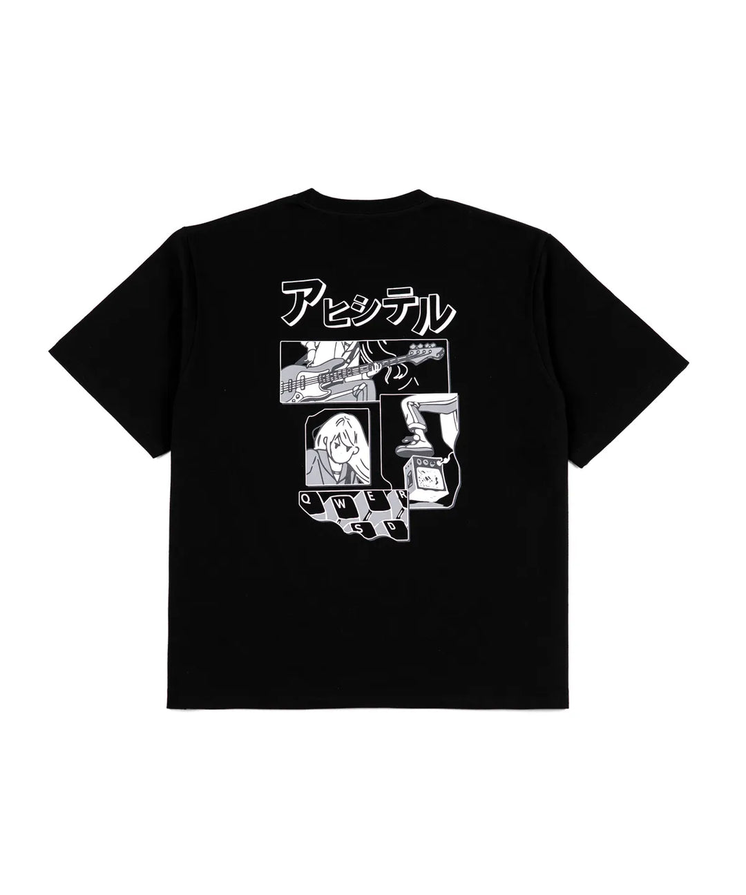 **QWER -Magenta Cartoon Drawing T-shirt [Black]