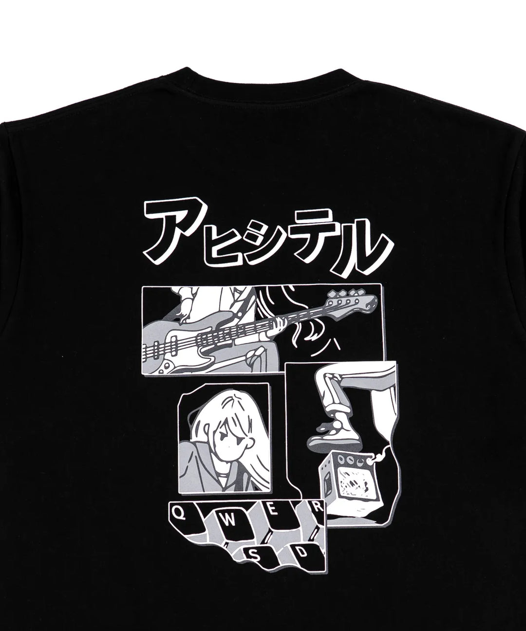 **QWER -Magenta Cartoon Drawing T-shirt [Black]