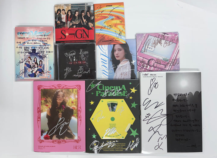 STAYC "...l", IZNA "SIGN", ATEEZ "GOLDEN HOUR : Part.3", ZB1 "CINEMA PARADISE", Minnie "Her", Baby Dont Cry "", I-dle "We Are", Cosmosy "Lucky=One", EJel "ANEW" - Hand Autographed(Signed) Promo Album [25.10.16]