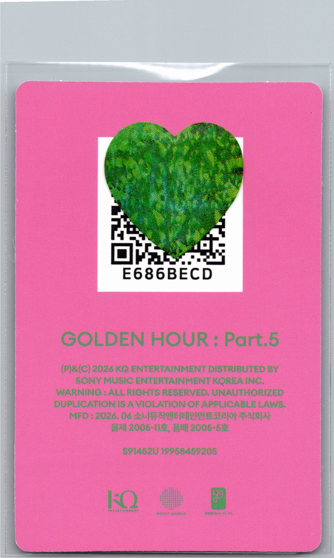 ATEEZ "GOLDEN HOUR : Part.5" - Official Photocard (POCAALBUM ver.)(A ver.) [26.06.26]