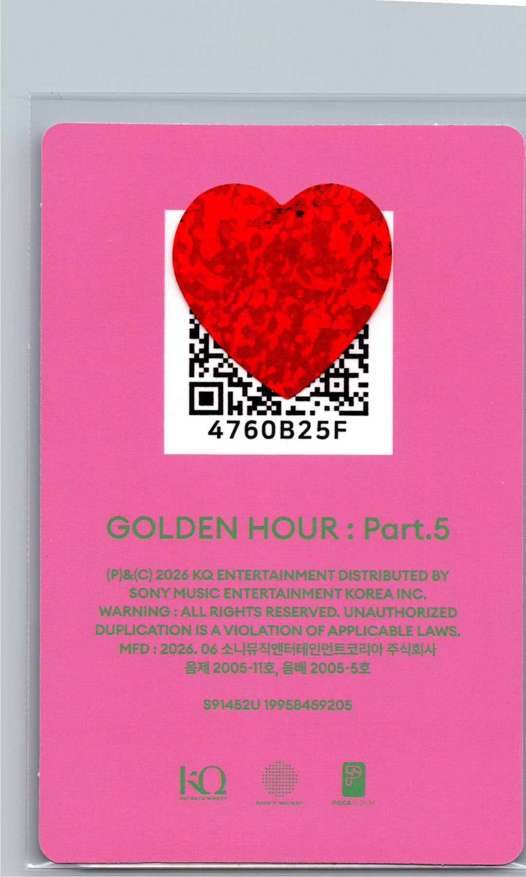 ATEEZ "GOLDEN HOUR : Part.5" - Official Photocard (POCAALBUM ver.)(A ver.) [26.06.26]