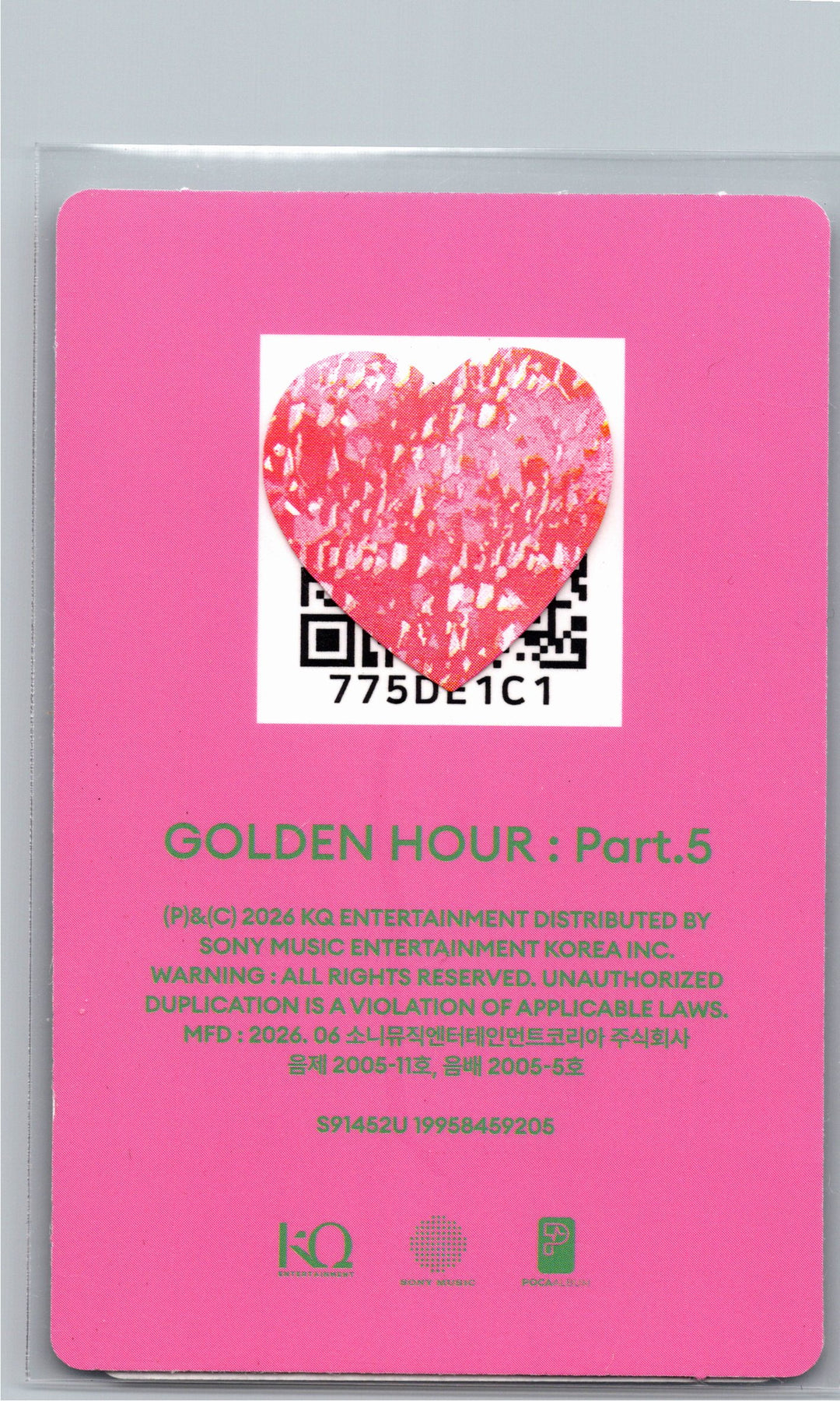 ATEEZ "GOLDEN HOUR : Part.5" - Official Photocard (POCAALBUM ver.)(A ver.) [26.06.26]