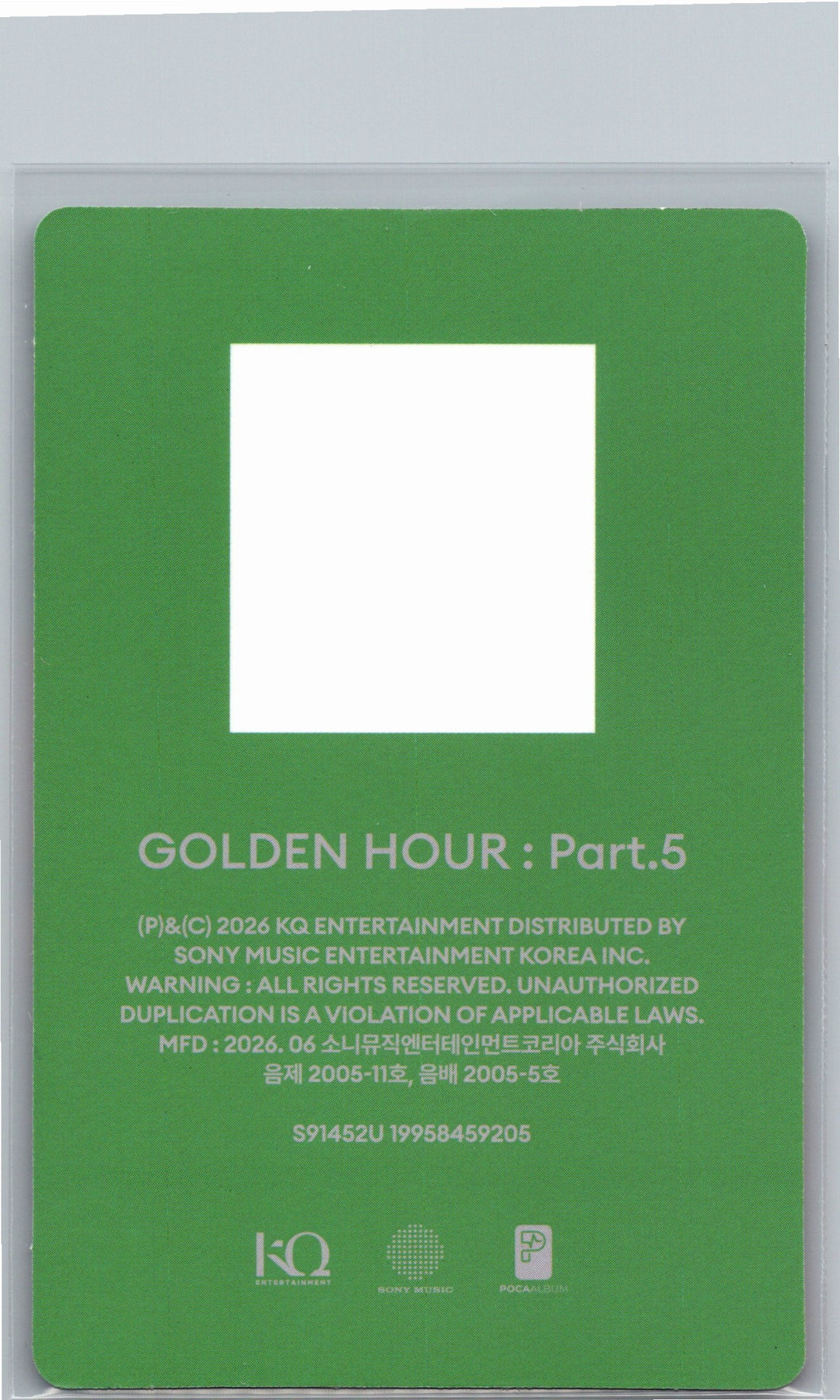 ATEEZ "GOLDEN HOUR : Part.5" - Official Photocard (POCAALBUM ver.)(Z ver.) [26.06.26]