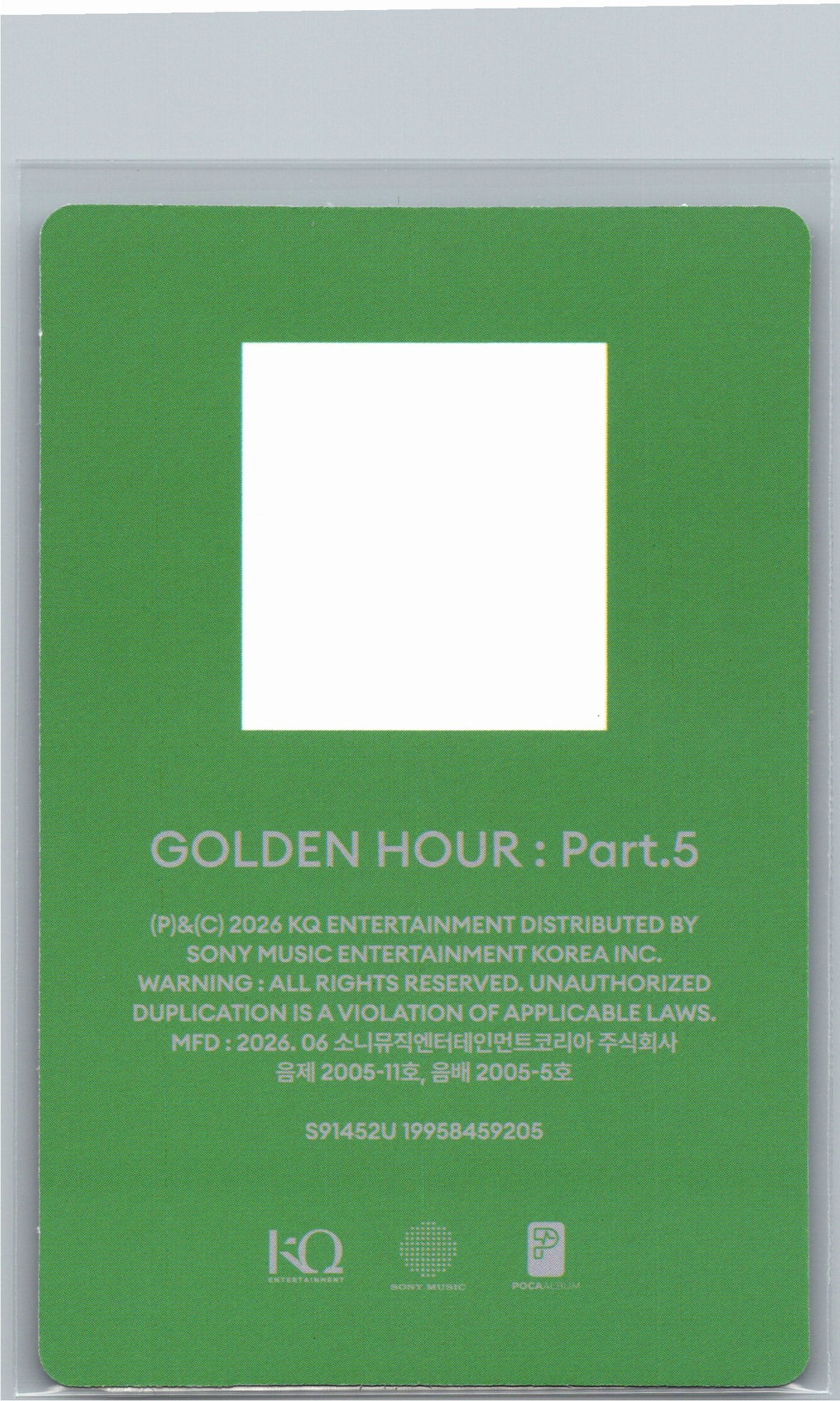 ATEEZ "GOLDEN HOUR : Part.5" - Official Photocard (POCAALBUM ver.)(Z ver.) [26.06.26]