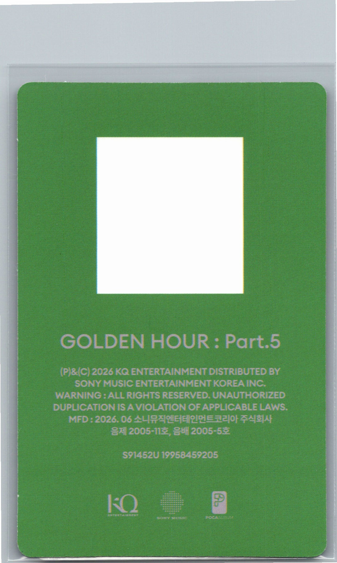 ATEEZ "GOLDEN HOUR : Part.5" - Official Photocard (POCAALBUM ver.)(Z ver.) [26.06.26]
