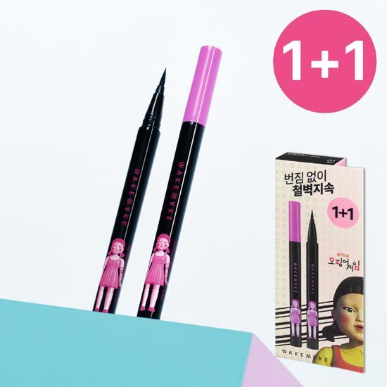 Squid game-WAKEMAKE X SQUID GAME ANY-PROOF EYELINER 1+1 SET (Color Choice)**