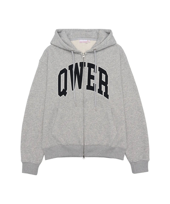 **QWER -Ames-Worldwide  QWER BASIC APPLIQUE HOODIE ZIP-UP GREY