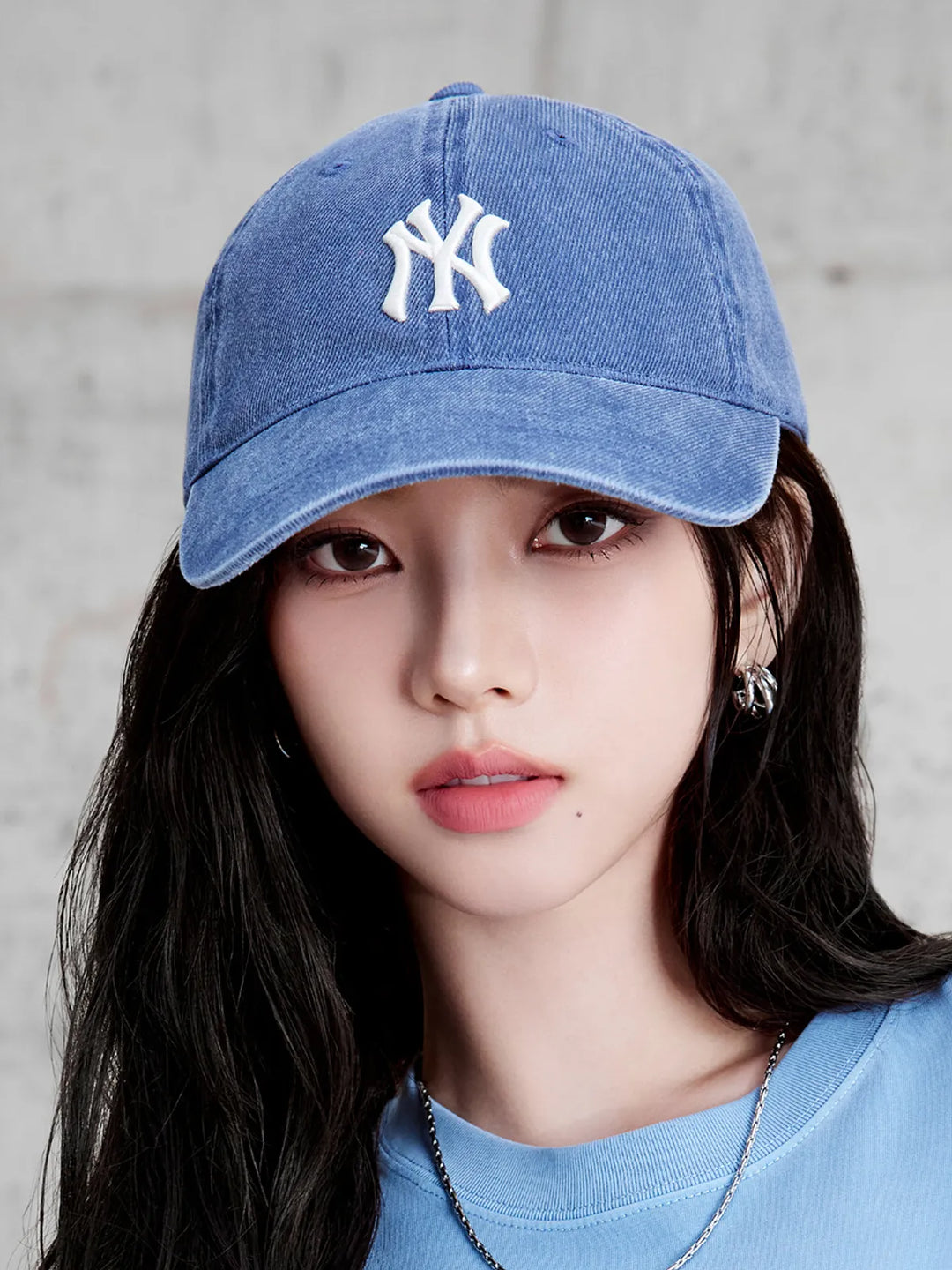 ** [Pre-Order] AESPA - Wearing KARINA Basic Washing Unstruck Ball Cap NY (Navy)