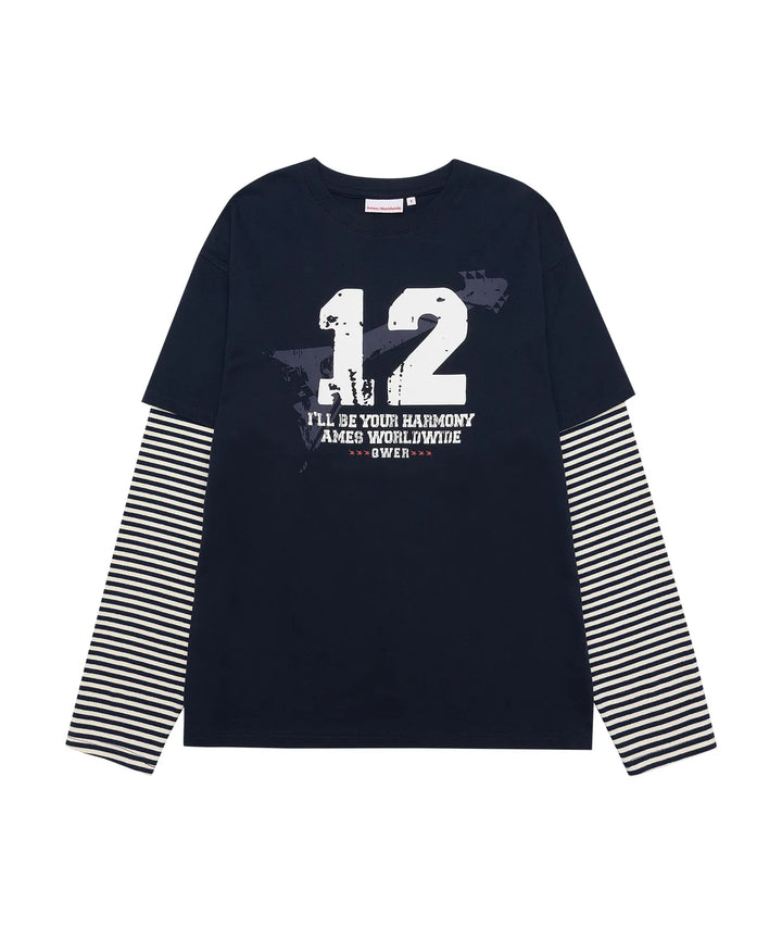 **QWER -Ames-Worldwide QWER NUMBERING LAYERED LS TEE NAVY