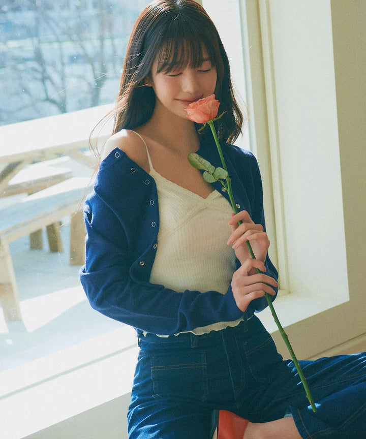 ** JANG WONYOUNG Pick (of IVE) - LACE SLEEVELESS TOP WHITE