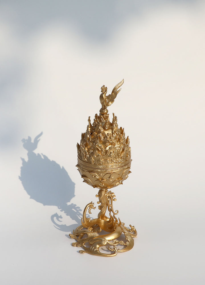 **  Gilt-bronze incense burner miniature