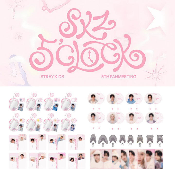 ** [Pre-Order] Stray Kids - 5th Fanmeeting "SKZ 5'Clock" Official MD (Image Picket, Special Ticket Set, Clear Pouch, Beanie)