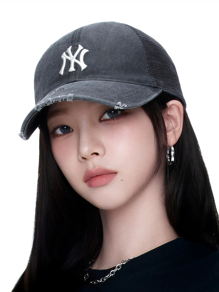 ** [Pre-Order] AESPA - Wearing KARINA MLB (Basic Washing Mesh Cap NY (Charcoal Grey)