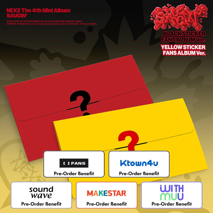 [Pre-Order] NEXZ - 4th Mini Album [SAUCIN] (STICKER FANS ALBUM Ver.) + Pre-Order Benefit (Choose Version)