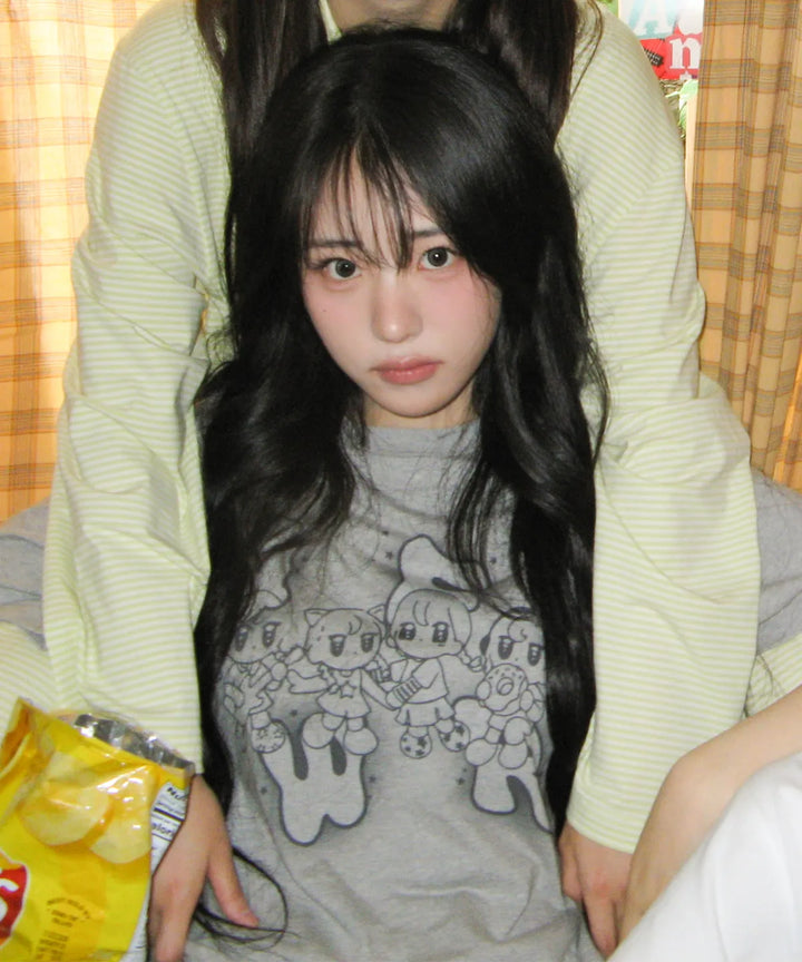 **QWER -Ames-Worldwide QWER CHARACTER TEE GREY