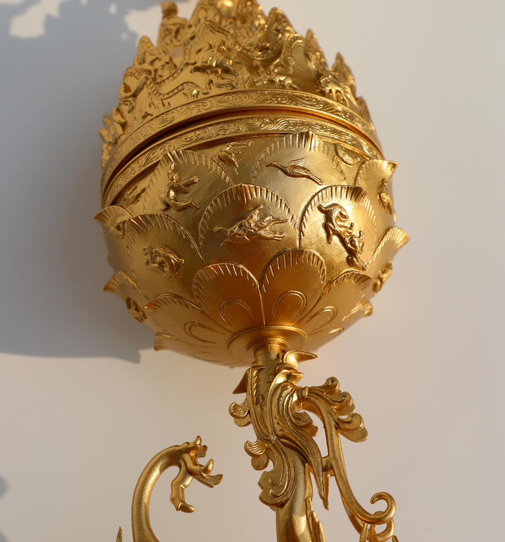 **  Gilt-bronze incense burner miniature