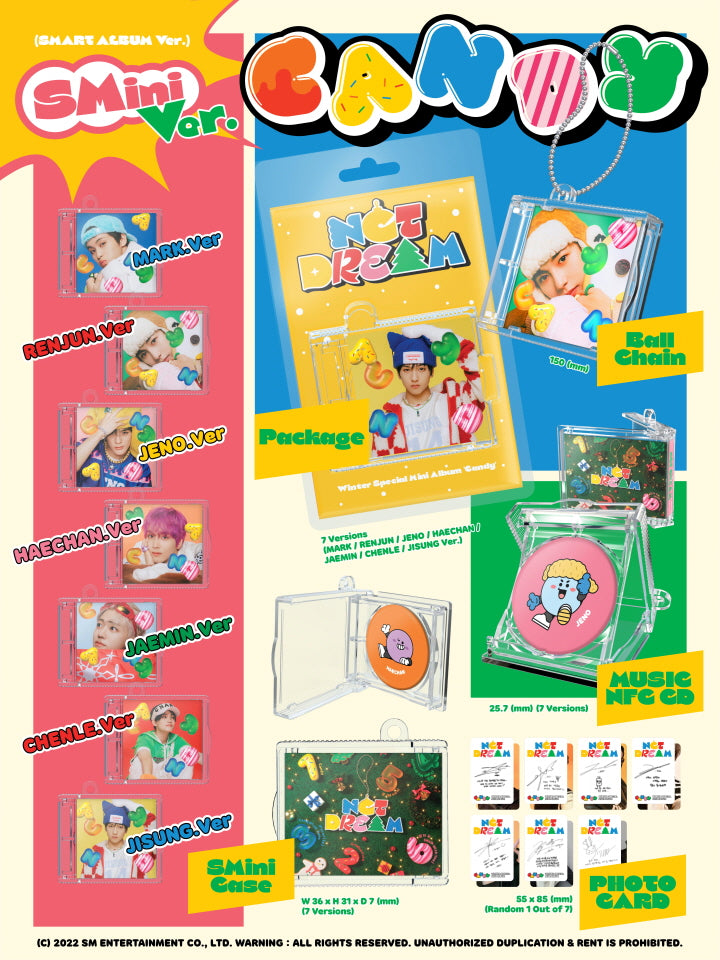[B2B] NCT DREAM - Candy (Winter Special Mini Album) (SMini Ver. / Smart Album) (Random Ver. of 7) / 엔시티 드림 (NCT DREAM) - 겨울 스페셜 미니앨범 ’Candy’ (SMini Ver.) (스마트앨범) [7종 중 랜덤 1종]