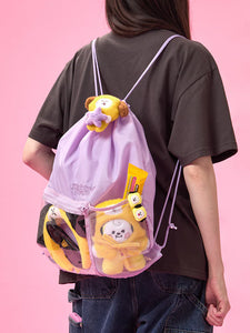 ** BT21 - Linefriendssquare The Journey Transparent Pocket String Backpack