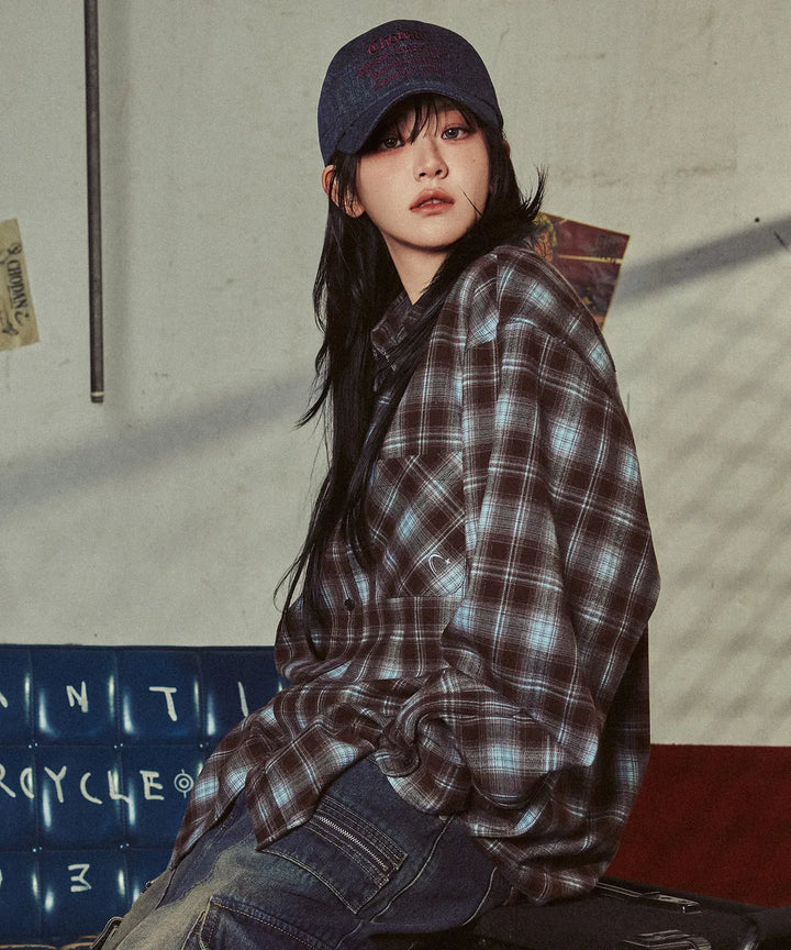**QWER -Chodan typo graphic embroidered ball cap_dark blue