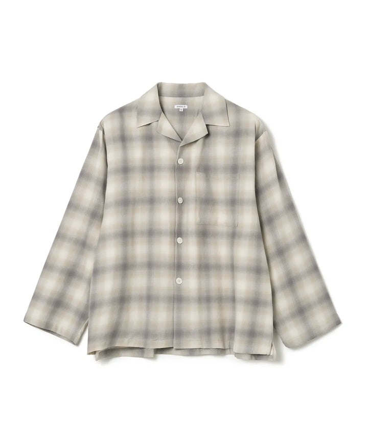 **QWER -Magenta Ombre checkered flare shirt [Khaki]