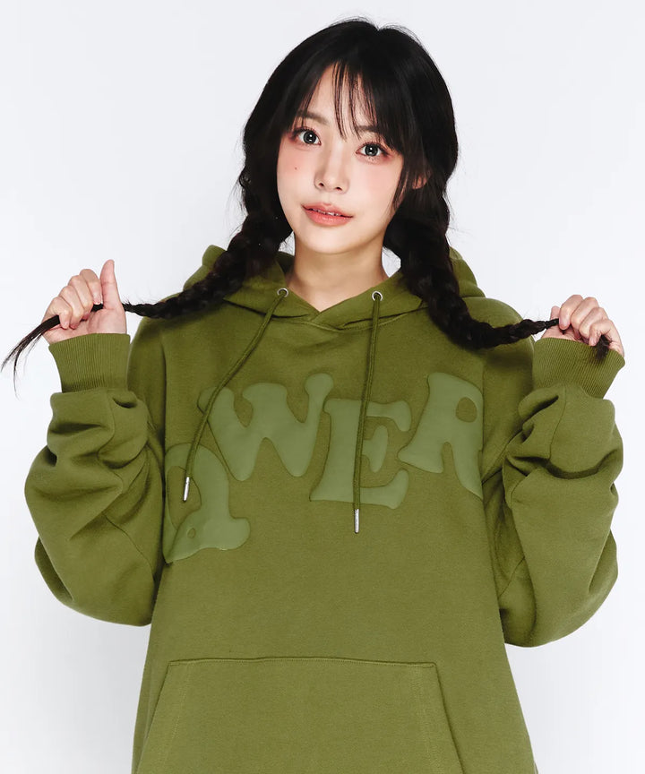 **QWER -Ames-Worldwide  BASIC APPLIQUE SWEATSHIRT GREEN
