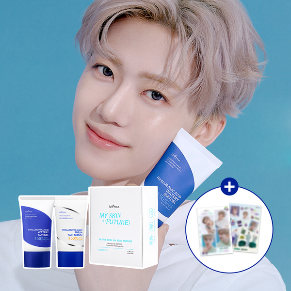 ** [ISNTREE][NCT JAEMIN BOX] JAEMIN 4-Cut Photo&Stickers + HYALURONIC ACID WATERY SUN GEL 50ml + FRESH SUN SERUM 50m