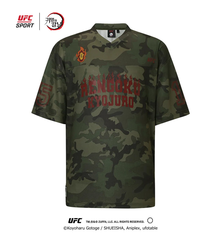 Demon Slayer: Kimetsu no Yaiba -Kyojuro Mega Fit Football Jersey Short Sleeve T-shirt Camo