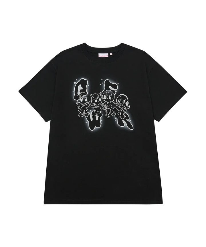 **QWER -Ames-Worldwide QWER CHARACTER TEE BLACK
