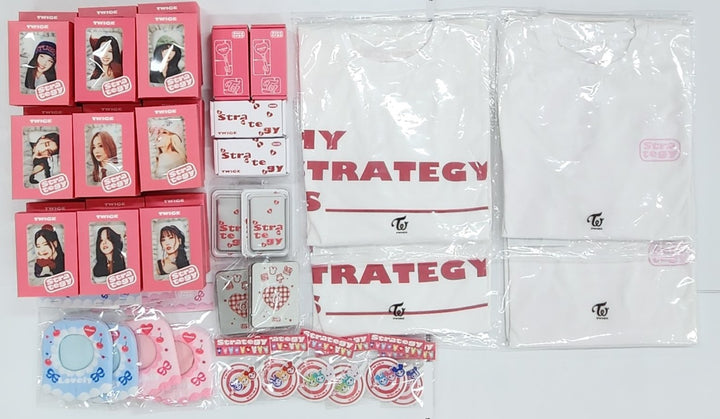 TWICE "STRATEGY" - Official MD [CUSHION KEYRING, TINCASE PHOTOCARD SET, LONG SLEEVE T-SHIRT, MAGNETIC CARD WALLET, LOGO KEYRING, POWER BANK, LOVELY HAIR CLIP, LOVELY PLUSH BABY OUTFIT] [24.12.6]