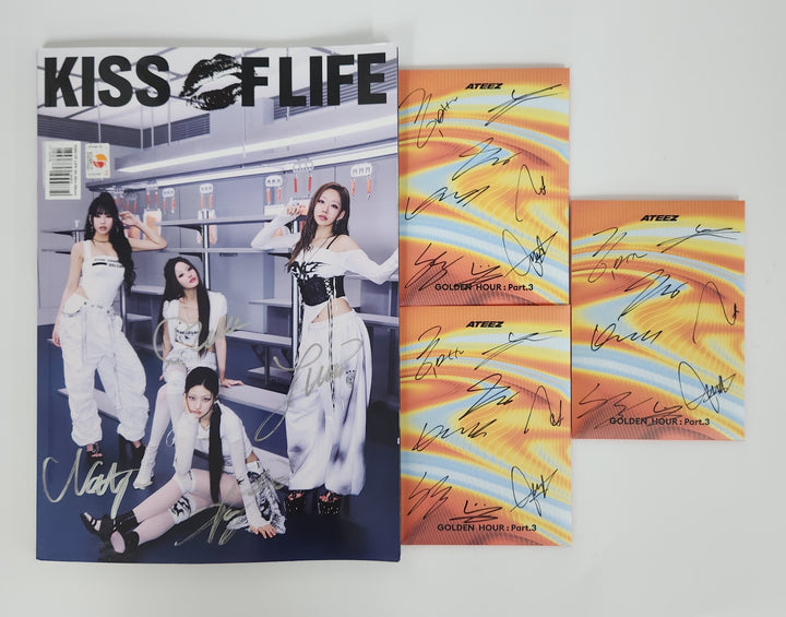 ATEEZ "GOLDEN HOUR : Part.3", KISS OF LIFE "224" - Hand Autographed(Signed) Promo Album [25.6.16]