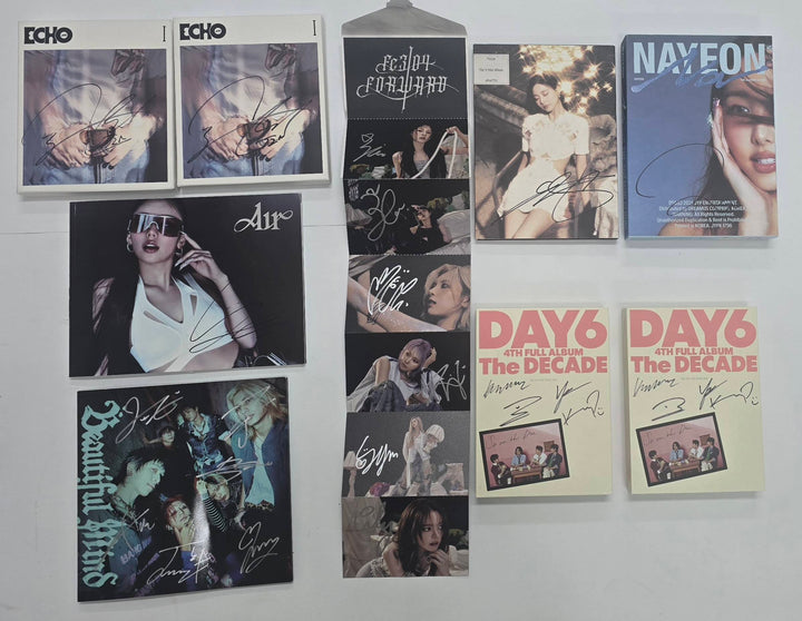 JIN (Of BTS) "Echo", DAY6 "The DECADE", TZUYU (Of TWICE) "abouTZU", Nayeon (Of TWICE) "NA", Yeji "Air", Xdinary Heroes "Beautiful Mind", NMIXX "Fe3O4: FORWARD" - Hand Autographed(Signed) Promo Album [25.10.15]