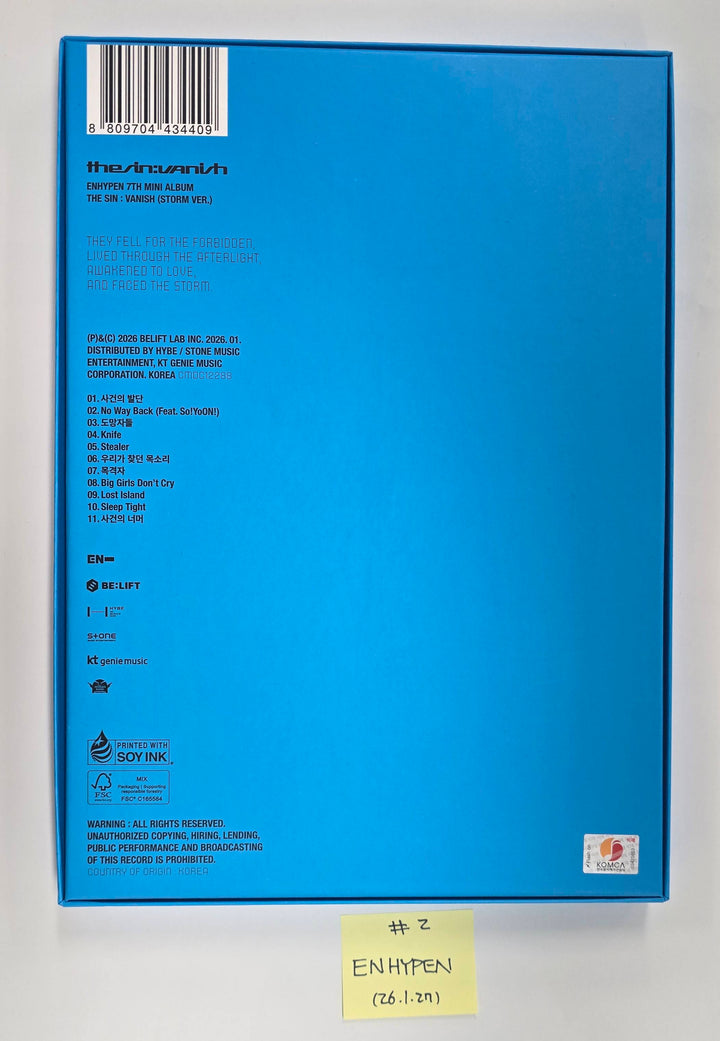 ENHYPEN "THE SIN : VANISH" - Hand Autographed(Signed) Promo Album [26.1.27]