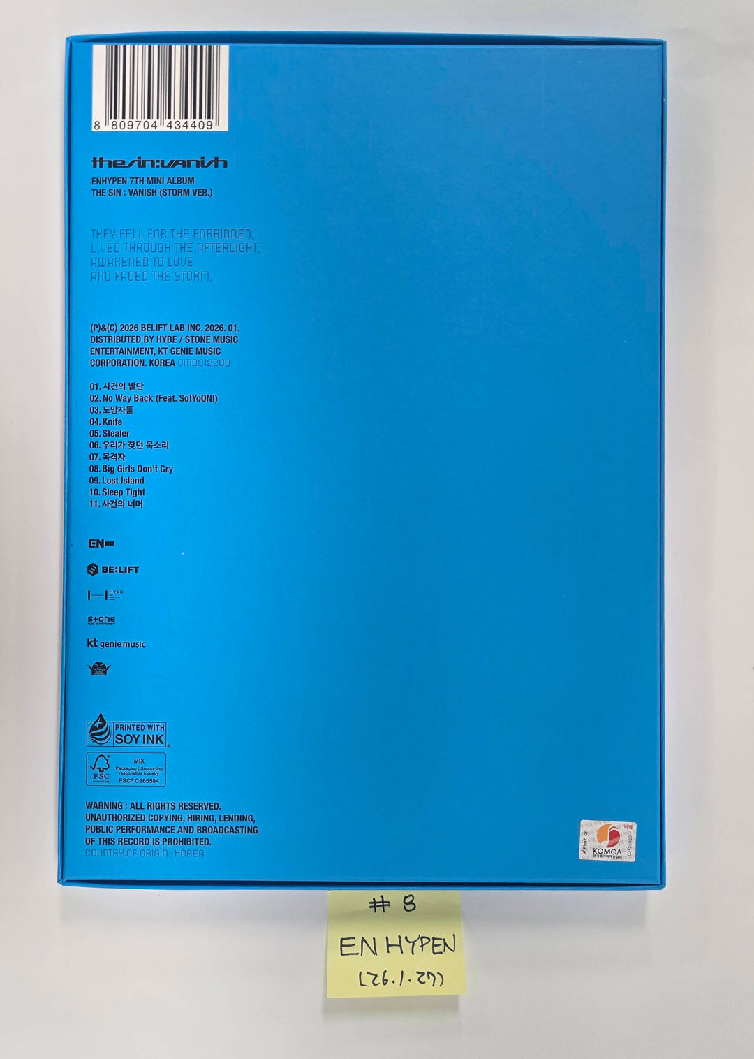 ENHYPEN "THE SIN : VANISH" - Hand Autographed(Signed) Promo Album [26.1.27]