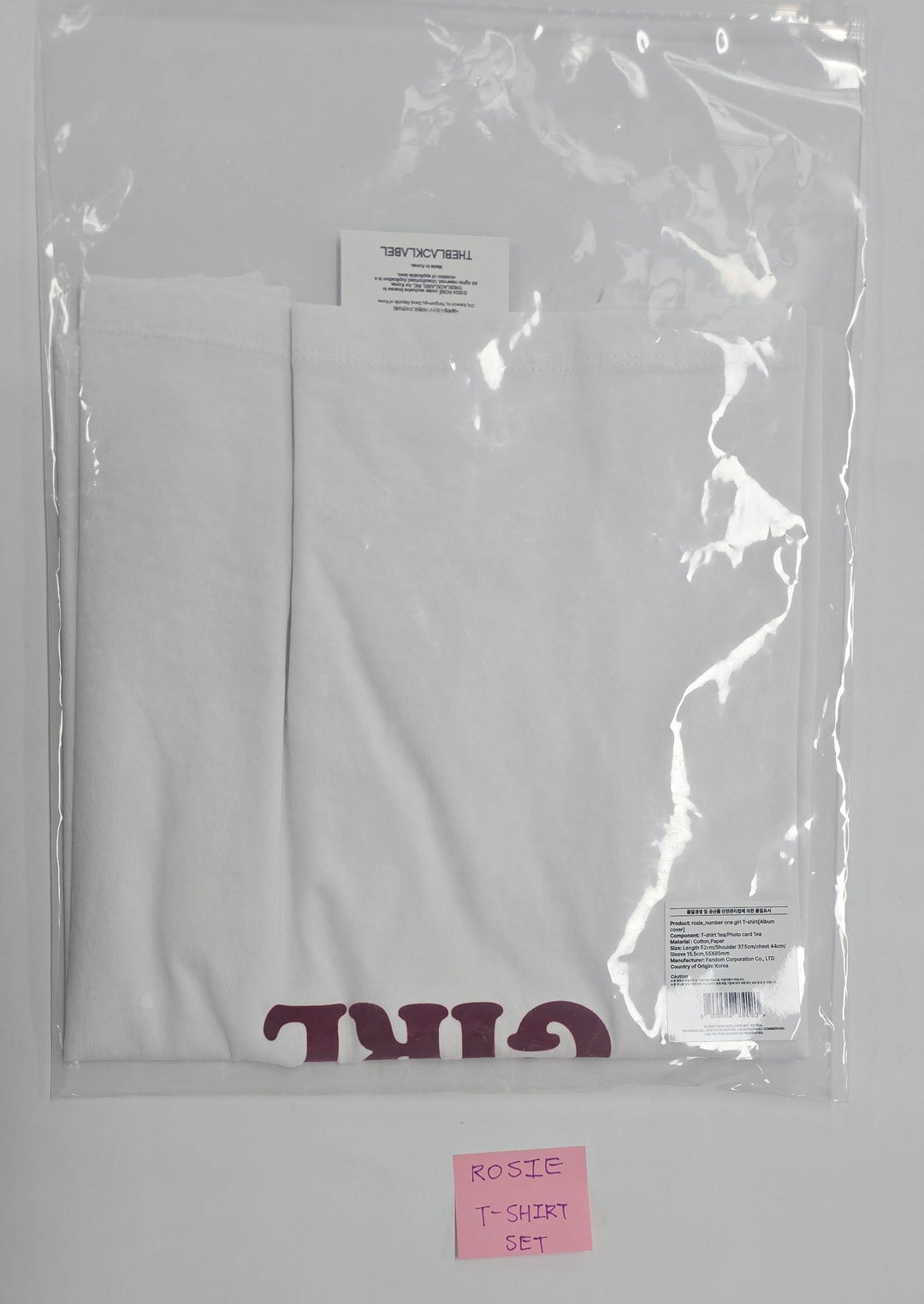 ROSÉ (of Black Pink) "rosie" - Official T-shirt & Photocard [26.1.28]