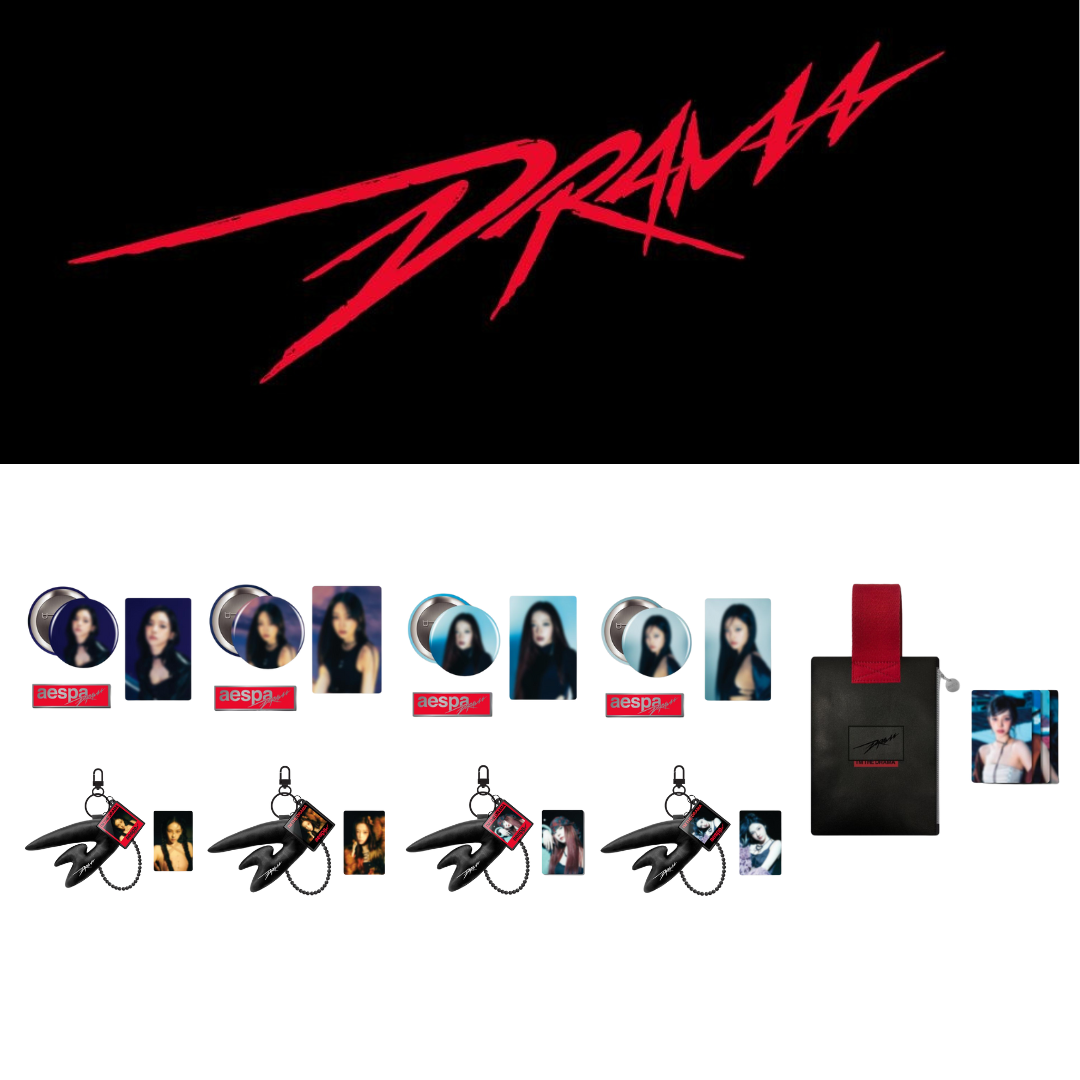 [Pre-Order] Aespa - [Black] Drama Official MD (Badge Set, Photo Keyring, Strap Pouch)